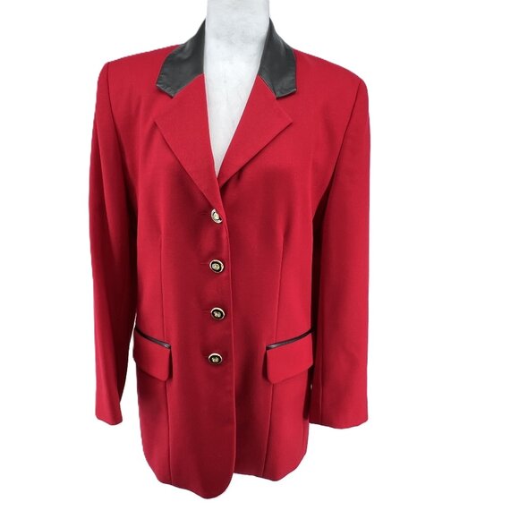 ❤️Vintage Braemar Jeremy Scott 100% Wool Red Blazer Jacket - Picture 1 of 13